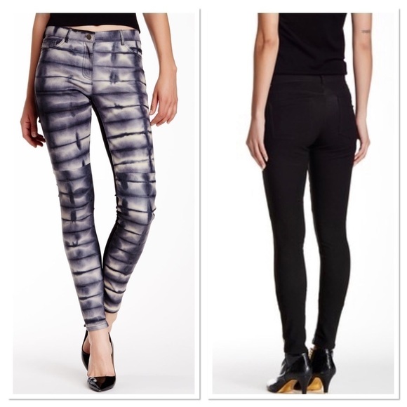 Nicole Miller Tie-Dye Leather Combo Skinny jeans - Picture 1 of 14